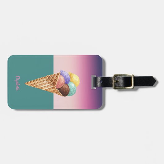 Coole Wasserfarbe Eiscreme Gepäckanhänger (Vorderseite horizontal)