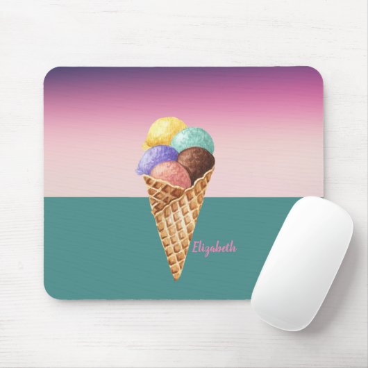Coole Wasserfarbe Eiscreme Mousepad (Mit Mouse)