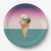 Coole Wasserfarbe Eiscreme Pappteller (Vorderseite)