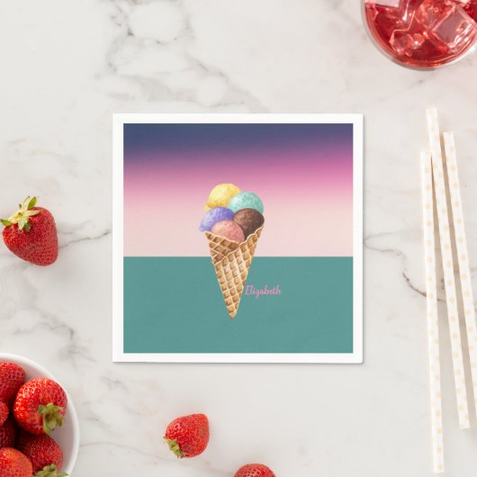 Coole Wasserfarbe Eiscreme Serviette (Beispiel)