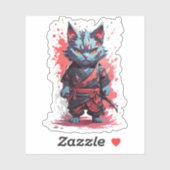 Coole Wasserfarbe Gray Ninja Kat Krieger Aufkleber (Blatt)