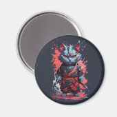 Coole Wasserfarbe Gray Ninja Kat Krieger Magnet (Vorderseite/Rückseite)