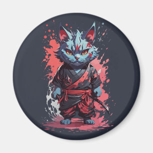 Coole Wasserfarbe Gray Ninja Kat Krieger Magnet