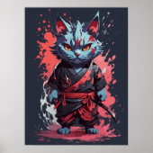 Coole Wasserfarbe Gray Ninja Kat Krieger Poster (Vorne)
