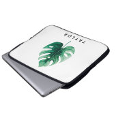 Coole Wasserfarbe Grün Tropisches Monsterer Leaf Laptopschutzhülle (Vorne Knopf)