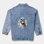 Coole Wasserfarbe Sommerkatze Jeansjacke (Rückseite)