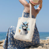 Coole Wasserfarbe Sommerkatze Tragetasche