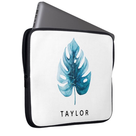 Coole Wasserfarbe Tropisches Monsterer Leaf Laptopschutzhülle (Vorne Rechts)