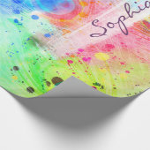 Coole Wasserfarben Pfauenfedern abstraktes Muster Geschenkpapier (Ecke)