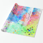 Coole Wasserfarben Pfauenfedern abstraktes Muster Geschenkpapier (Ungerollt)