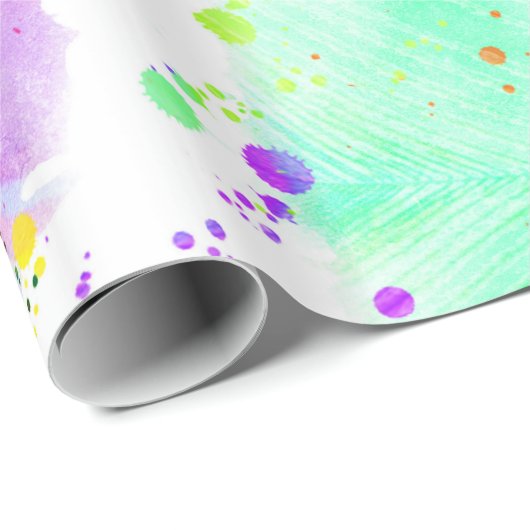 Coole Wasserfarben Pfauenfedern abstraktes Muster Geschenkpapier (Rolleneckpunkt)