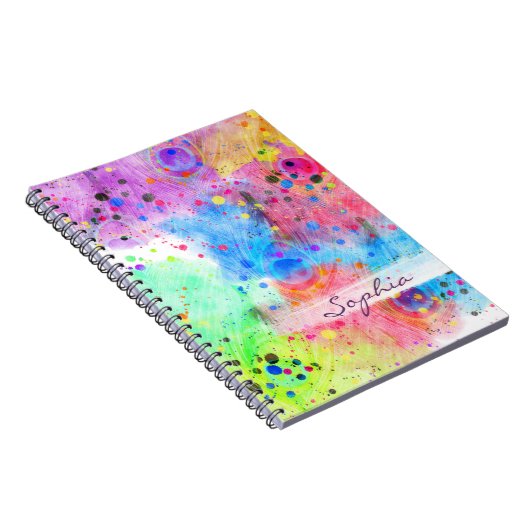 Coole Wasserfarben Pfauenfedern abstraktes Muster Notizblock (Rechte Seite)