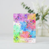 Coole Wasserfarben Pfauenfedern abstraktes Muster Postkarte (Stehend Vorderseite)