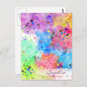 Coole Wasserfarben Pfauenfedern abstraktes Muster Postkarte (Vorne/Hinten)