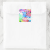 Coole Wasserfarben Pfauenfedern abstraktes Muster Quadratischer Aufkleber (Tasche)