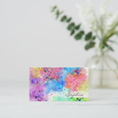 Coole Wasserfarben Pfauenfedern abstraktes Muster Visitenkarte (Stehend Vorderseite)