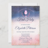 Coole Wasserfarbenpaint Splash Erste Heilige Kommu Einladung (Vorderseite)