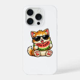 Coole Wassermelone Katze iPhone 15 Pro Hülle