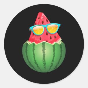Coole Wassermelone mit Sonnenbrille Sommer Runder Aufkleber