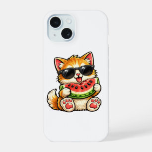 Coole Wassermelonen-Katze iPhone 15 Hülle