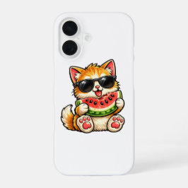 Coole Wassermelonen-Katze iPhone 16 Hülle
