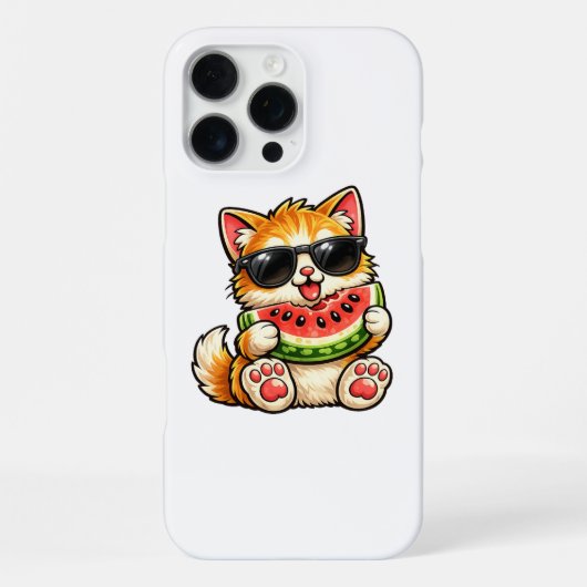 Coole Wassermelonen-Katze iPhone Hülle (Rückseite)