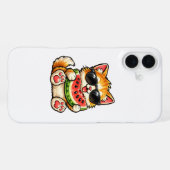 Coole Wassermelonen-Katze iPhone Hülle (Rückseite (Horizontal))