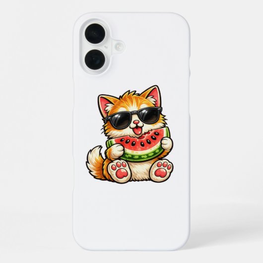 Coole Wassermelonen-Katze iPhone Hülle (Rückseite)