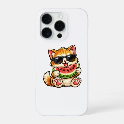 Coole Wassermelonen-Katze iPhone Hülle (Rückseite)