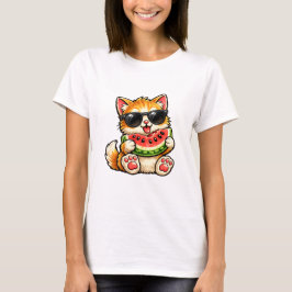 Coole Wassermelonen-Katze T-Shirt