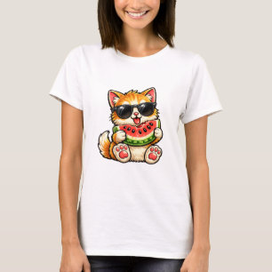 Coole Wassermelonen-Katze T-Shirt