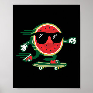 Coole Wassermelonen-Skateboarding 90er Vintage Som Poster