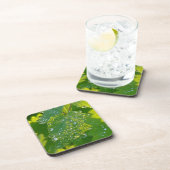 Coole Wassertropfen auf grünem Grund Getränkeuntersetzer (Rechte Seite)