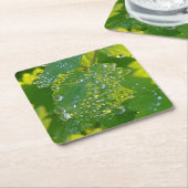 Coole Wassertropfen auf grünem Grund Rechteckiger Pappuntersetzer (angewinkelt)