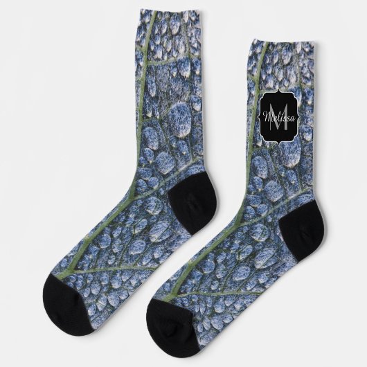 Coole Wassertropfen Tautextur abstrakt Monogramm Socken (Linkes Detail)