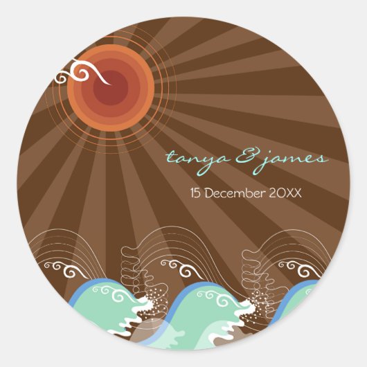 Coole Waves und braune Sonnengeschenke / Gefallen  Runder Aufkleber (Vorderseite)