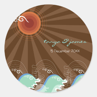 Coole Waves und braune Sonnengeschenke / Gefallen  Runder Aufkleber