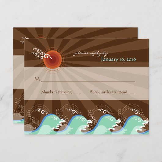 Coole Waves und braune Sun UAWG / Antwortkarte RSVP Karte (Vorne/Hinten)
