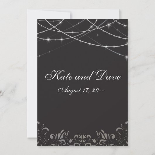 Coole Wedding Fab Black String Lights Einladung (Vorderseite)
