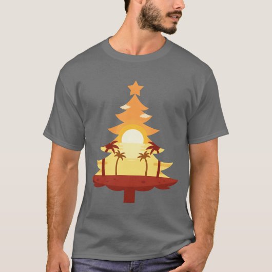 Coole Weihnachten im Juli Christmasree Sunset-Freu T-Shirt (Vorderseite)