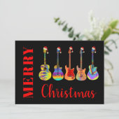 Coole Weihnachtsgitarre Santas Feiertagskarte (Stehend Vorderseite)