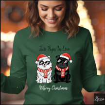 Coole Weihnachtshunde mit Santa-Hut und Schal