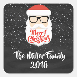 Coole Weihnachtsmann-Glas-Geschenk-Aufkleber Quadratischer Aufkleber