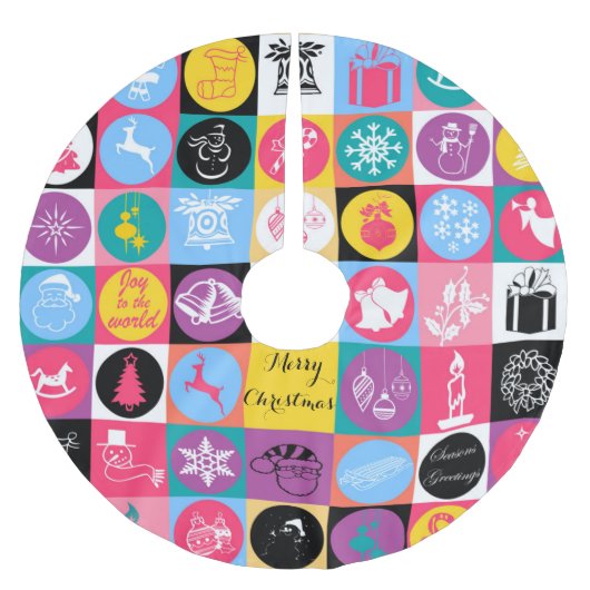 Coole Weihnachtsszenario Polyester Weihnachtsbaumdecke (Vorderseite)