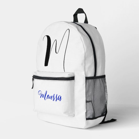Coole weiße Farbe - Anfangsbuchstaben Monogramm Bedruckter Rucksack (Rückseitige Ecke Rechts)