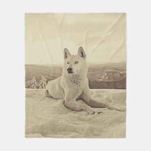 Coole, weiße Husky- und Schneefreunde Fleecedecke
