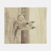 Coole Weißer Husky und Schneefreunde Fleecedecke (Vorderseite (Horizontal))