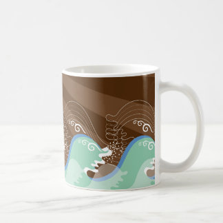 Coole Wellen-tropischer Sommer Sun Brown Stripes Kaffeetasse