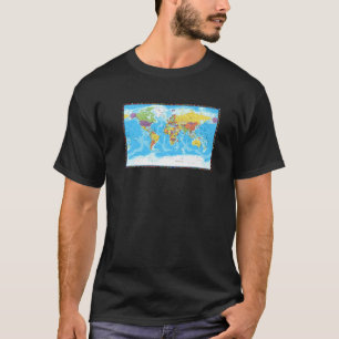 Coole Weltkarte mit Flaggen von Weltländern T-Shirt