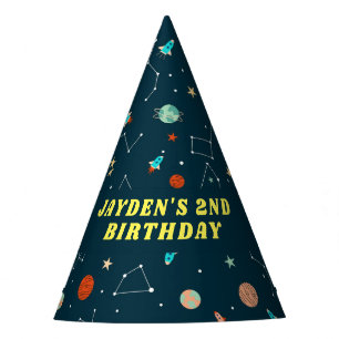 Coole Weltraumraketen Muster Geburtstag Partyhütchen